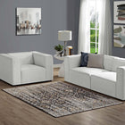 Modway - Ganesa Treillis floral en diamant vieilli Tapis de comédie 8 pi l x 10 pi L - Noir et beige-Tissage serré à poil bas