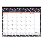 Blueline 18 Months Monthly Academic Desk Pad - July 2026 to December 2027 - 22" L x 17" W - Blossom Design - Bilingual-18 Months, July to December