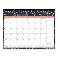 Blueline 18 Months Monthly Academic Desk Pad - July 2026 to December 2027 - 22" L x 17" W - Blossom Design - Bilingual-18 Months, July to December