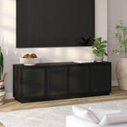 Hudson&Canal Pryce TV Stand for TV's up to 78" - Black Grain/Black Rattan-Features easy assembly