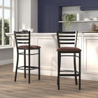 Flash Furniture HERCULES Series Black Ladder Back Metal Restaurant Barstool - Burgundy Vinyl Seat - 2 Pack-Ladder Back Design