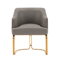 Manhattan Comfort - Fauteuil de salle à manger moderne Raya 25,2 po en similicuir taupe-Chaise de salle à manger moderne pour salle à manger et usage de chaise de travail