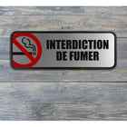 Cosco No Smoking Sign - Brushed Metal - 3" x 9" - Indoor Door/ Wall Sign - French Text-The brushed metal finish provides a sleek, professional appearance suitable for offices and commercial environments