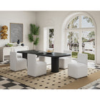 Manhattan Comfort - Lot de 2 chaises de salle à manger modernes Anna Square 48 cm, revêtement en similicuir crème-Coussinets de pied en plastique lourd