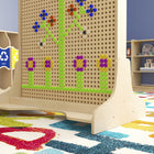 Flash Furniture Bright Beginnings Commercial Grade Natural Finish Wooden Double Sided Freestanding STEAM Wall Base w/ Peg Panels-Ideal for Freestyle Floor Play