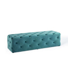 Modway Amour 60" Tufted Button Entryway Performance Velvet Bench - Sea Blue-Tufted Button Entryway Bench