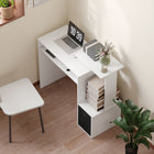 HOMCOM 39.25" Computer Desk with Sliding Keyboard Tray - White-Compact size suitable for homes, offices, bedrooms and other rooms with little space