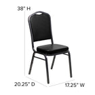 Flash Furniture – Chaise de banquet empilable Hercules à dossier en couronne, vinyle noir avec cadre à veine argent-Coussin de siège épais de 2,5 pouces