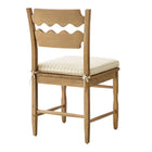 Modway Jax Oak Wood Dining Chair With Wavy Razor Back and Cushion - Weathered Oak Oatmeal Stripe-Sturdy Side Stretchers