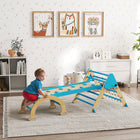 Qaba 8-in-1 Foldable Pikler Triangle Set with Arch, Ramp and Ladder - Blue-Unique side support feet on the triangle provide enhanced anti-tip stability 