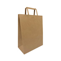 Reliabag Paper Bags - Flat Handles - 10" W x 5" D x 13" H - Kraft - 100 Pack-Made by the premium kraft paper with the re-enforced flat bottom