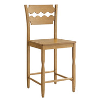 Modway - Jax Bois de chêne Tabouret de comptoir avec un dos ondulé en forme de rasoir in Chêne vieilli-Tabouret en chêne massif