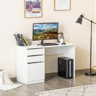 HOMCOM - Bureau moderne pour ordinateur - 47,25 po L x 19,75 po l x 29,5 po H - blanc-Le grand plateau, les tiroirs et l’armoire offrent un vaste espace de rangement