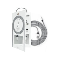 LBT – Câble USB-A vers USB-C de 7 pi, connecteurs en métal, noir et blanc-Câble tricoté USB A vers type C de 7 pieds extra long et épais pour tous les appareils compatibles.