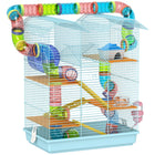 PawHut 18.5" Hamster Cage with Tube System & Exercise Wheel - Light Blue-Multiple platforms enhance exploration and climbing fun