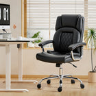 HOMCOM Big and Tall Desk Chair with Spring Cushion - 400 lbs Capacity-Supports up to 396 lb (180 kg) with a wide seat, designed for big and tall