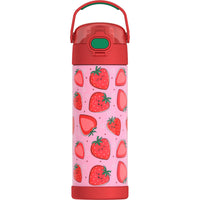 Thermos FUNtainer Vacuum Insulated Stainless Steel Water Bottle - 470mL - Strawberry Smiles-Thermos vacuum insulation technology for max temperature retention