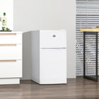 HOMCOM 3.2 cu ft Mini Fridge with Freezer and Reversible Doors - White-Cools quickly and quietly with a low-energy consumption compressor
