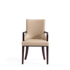 Manhattan Comfort Shubert 22.5" Modern Faux Leather and Velvet Upholstered Dining Armchair - Tan-Weight Capacity: 300 lb