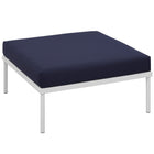 Modway Harmony Outdoor Patio Aluminum Ottoman - White/Navy-Powder-Coated Aluminum Frame