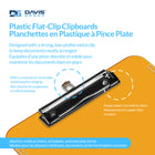 Davis Group - Presse-papiers en plastique avec clip à profil bas lettre - couleurs fluo translucides assorties - Paquet de 6-Les planchettes sont munies d’une pince en métal solide