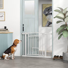 PawHut Dog Gate with Cat Door with 2 Extension Kits - 30"-41" W x 30" H-Pressure mounting or drilling installation options
