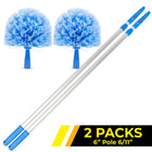 Gritt Commercial Cobweb Duster Brush with 6' Telescopic Pole - 2 Pack-Cobweb duster dust corners, ceilings and vents without scratching