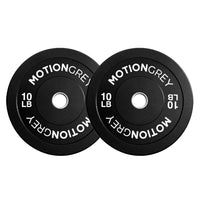 MotionGrey Standard Weight Plates - Olympic Strength Training Barbell Plates - 10 lb - Black - Set of 2-Durable Rubber-Coated Plates: Thick rubber exterior reduces noise, protects floors, and ensures long-lasting performance for home workouts