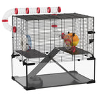 PawHut Hamster Cage with Deep Glass Bottom & Tunnel Tube System-A tubing system with multiple separate straight or curved pipes
