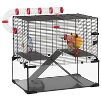 PawHut - Cage pour Hamster avec Fond en Verre Profond & Système de Tunnels-Un système de tubes avec plusieurs tuyaux droits ou courbés séparés