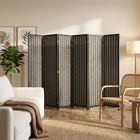 HOMCOM 6 Panel Bamboo Hand-Woven Freestanding Room Divider for Home Office - Black-Folding design with three panels and metal hinges, easy to create a new look and space-saving to store
