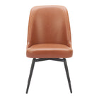 Zuo Keppel Swivel Dining Chair - Brown - Set of 2-Plush and durable faux leather fabric