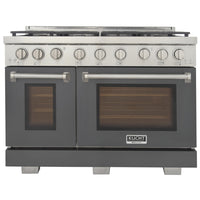Kucht 48" KFX-X Series Pro Style Natural Gas Range - Stainless Steel/Cement Gray-New true simmer burners for precise low heat cooking