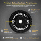 MotionGrey Premium Weight Plates - Olympic Barbell Plates for Strength Training - 45 lb - Black - Set of 2-Standard 2” Center Hole Compatibility: Fits most Olympic bars and dumbbell handles, making it easy to integrate into any home gym setup