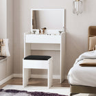 HOMCOM Mirrored Vanity Set - 23.7" L x 15.8" W x 31.1" H - White-Made of solid particle wood, it can withstand years of reliable use 