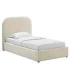 Modway Keynote Performance Velvet Curved Twin Platform Bed - Alabaster-Wood Slat Support