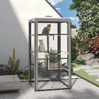 PawHut 39" L Large Catio Outdoor Cat Enclosure with 3 Platforms - Grey-Built from solid metal frame, this cat house is sturdy for long-term use 