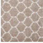 Modway Solvea Moroccan Trellis Shag Area Rug - 8 ft W x 10 ft L - Beige/Ivory-100% Polypropylene