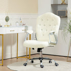 Vinsetto Tufted Office Chair with Adjustable Height and Tilt Function - White-Adjustable seat height from 18.5" to 22.4" (47 cm to 57 cm) to fit your sitting style