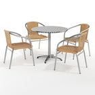 Table ronde en aluminium de 31,5 po avec 4 chaises en rotin beige, intérieur/extérieur (TLH-ALUM-32RD-020BGECHR4-GG)-Ensembles pour l’intérieur et l’extérieur