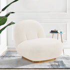 Manhattan Comfort - Edina fauteuil d’appoint moderne en bouclé 28,74" tapissé - blanc-Cadre en bois de pin de haute qualité avec base en métal doré brossé pour la mode et la durabilité