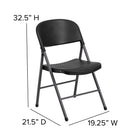Flash Furniture HERCULES Black Plastic Folding Chair with Charcoal Frame-Floor Protector Caps