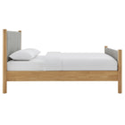 Modway Maven Queen Size Fabric Upholstered Platform Bed - Wheat Oak-Kiln-Dried Wood