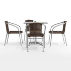 Flash Furniture – Table carrée de 27,5 po en aluminium avec 4 sièges en rotin, intérieur/extérieur (TLH28SQ020CHR4)-Assemblage nécessaire