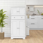 HOMCOM 50.5" H Kitchen Pantry Cabinet with Doors and Adjustable Shelf - White-A 3-level adjustable shelf offers personalized organization 