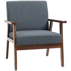 HOMCOM - Fauteuil moderne d’appoint avec assise rembourrée - pieds en bois pour chambre - gris foncé-Le tissu respirant à l’aspect lin résiste aux plis et à la déformation 
