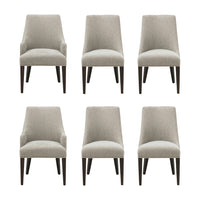 Manhattan Comfort Beever Modern Chenille Upholstered Dining Chair and Arm Chair Set - Taupe - Set of 6-6-Piece Modern Dining Chair and Armchair for Dining Room and Task Use