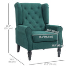 HOMCOM - Fauteuil d’appoint en tissu avec pieds en bois - accoudoirs roulés pour chambre - vert foncé-La structure en bois et les pieds en eucalyptus assurent stabilité et durabilité 
