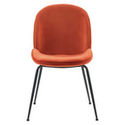 Modway - Scoop Jambe en acier revêtu de poudre noire Performance Velvet Chaises de salle à manger Ensemble de 2 - Orange-Capacité de poids de la chaise : 331 lb.