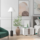 Hudson&Canal - Lampadaire Somerset de 162 cm de haut avec abat-jour en tissu Empire - Bronze noirci/blanc-Associé à un abat-jour en tissu empire blanc